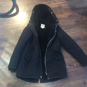Black Warm Winter Coat with Fur Inside
